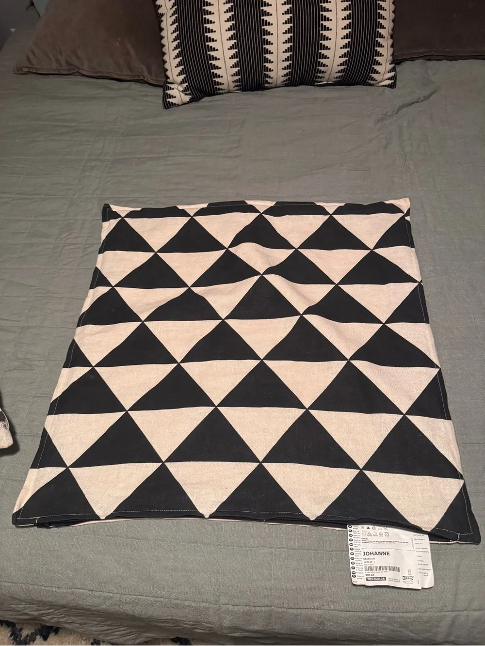 IKEA Johanna pillow sham Black and Cream Geometric Throw Pillow Cover
